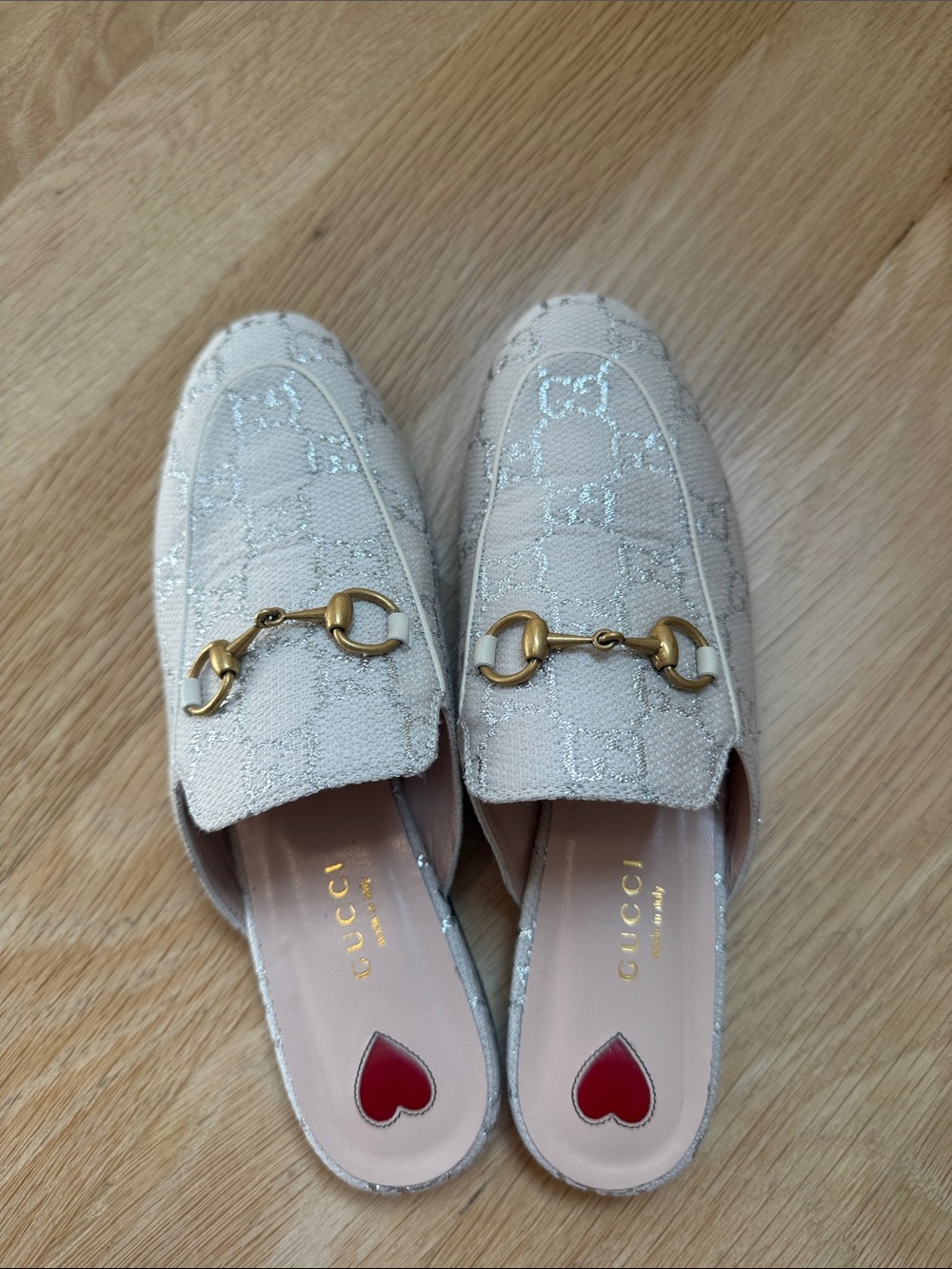 Gucci Princetown GG Lamé Canvas Mules